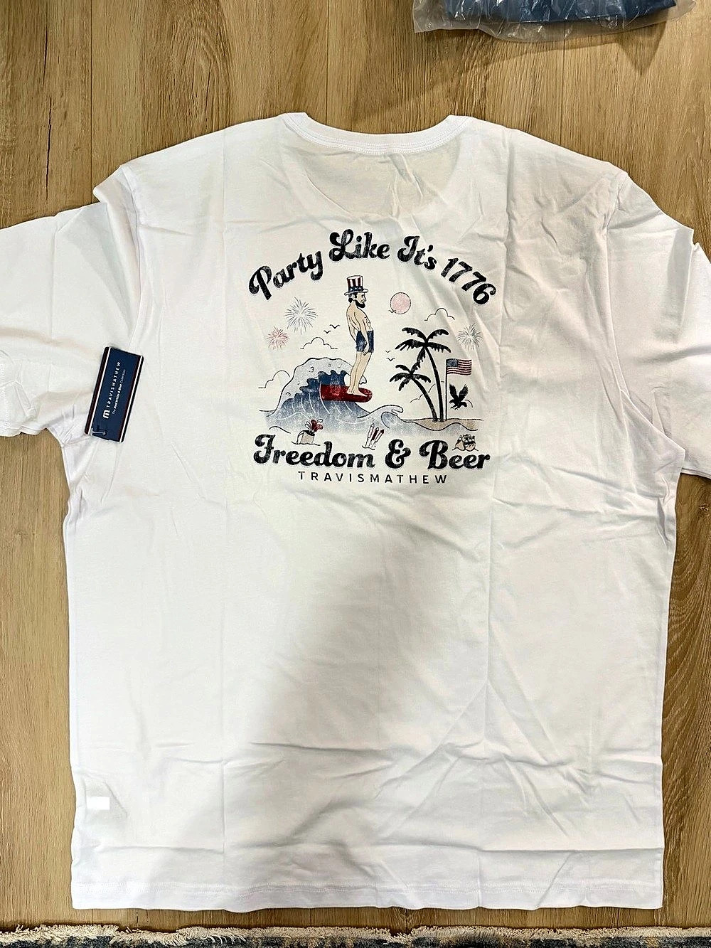 TravisMathew Freedom & Beer Graphic Tee Graphic Tee White Size XL NWT